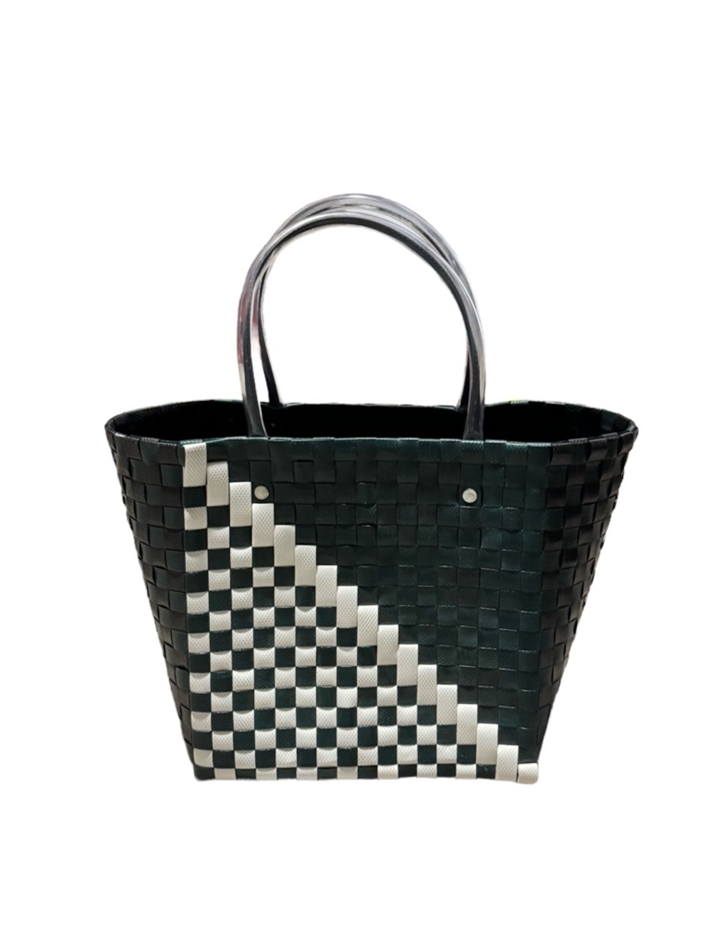 Marni Market Basket Bag Woven PVC Top Handle Tote Purse Green Yellow Designer - Picture 6 of 8